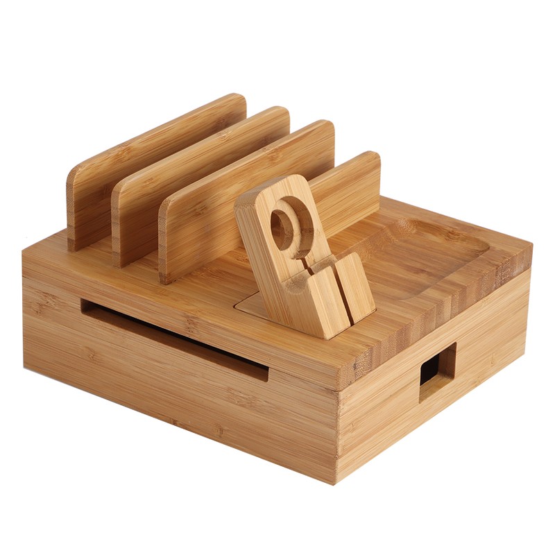 Bamboo Multiple Layer Digital Electronic Bracket Mobile Phone Charging Storage