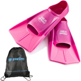 Aqua Speed Short Flippers For Adults And Children, High Tech Soft Training Flippers, Lightweight Short Flippers For Swimming Training, pink, 37/38