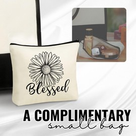 InnoBeta Daisy Gifts for Women, Daisy Flower Canvas Tote Bag, Tote with Top Zipper Closure, and Shoulder Strap