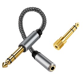 2 PCS, 6.35mm (1/4 inch) Male to 3.5mm (1/8 inch) Female Stereo Audio Jack Adapter TRS 1/4 to 3.5mm,Quarter inch to Headphone for Aux Cable, Guitar,Piano, Amplifier, Headphone, Mic, Mixing Console