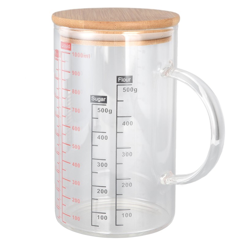 Glass Measuring Cup V Shaped Nozzle Clear Scale Comfortable Grip