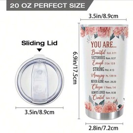 1pc, 20oz Flower Cup Stainless Steel Tumbler, Your Are Print Inspirational Quotes Double Wall Vacuum Insulated Travel Mug, Gifts For Parents, Relatives And Friends Drinkware Flasks Printed Sturdy Beverage Stylish Water Bottles snackeez 40z tumblers cute 