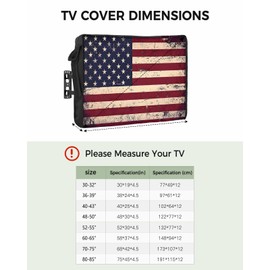 DecorLovee Vintage American Flag Outdoor TV Cover 30 to 32 Inches Weatherproof & Waterproof, USA Flag Outdoor TV Enclosure with Remote Control Pocket, Retro Rustic TV Screen Protectors for Outside TV