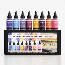 KAMENSKAYA Delaminating Alcohol Inks - Delaminating Ink Set 'Sunset' - 8 pcs. 1 fl oz (30 ml) Each