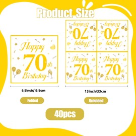 Servietten 70. geburtstag,40 Stück Weiß Gold Geburtstags Servietten für 70. Geburtstag Tischdekoration Papierservietten für Mann Frau Feiern Party Jubiläum Deko