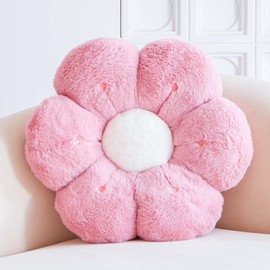 VBGYA Flower Pillow, Cute Flower Shaped Decorative Pillow, Soft Rabbit Fur Daisy Pillow Home Decor Floor Seating Cushion for Bedroom Living Room (Dusty Pink 19.6 Inch)