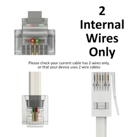 ConnectingU White 2 wire RJ11 Male to BT Male Telephone/Modem Cable, 5m long