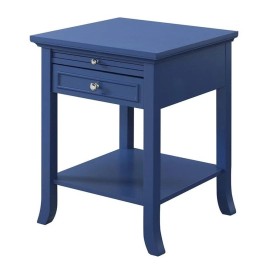 Convenience Concepts American Heritage Logan End Table with Drawer and Slide in Blue Wood Finish