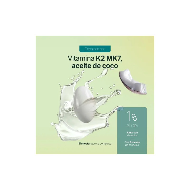 Vitamina K2 Mk-7 Con Aceite De Coco 300 Cápsulas B