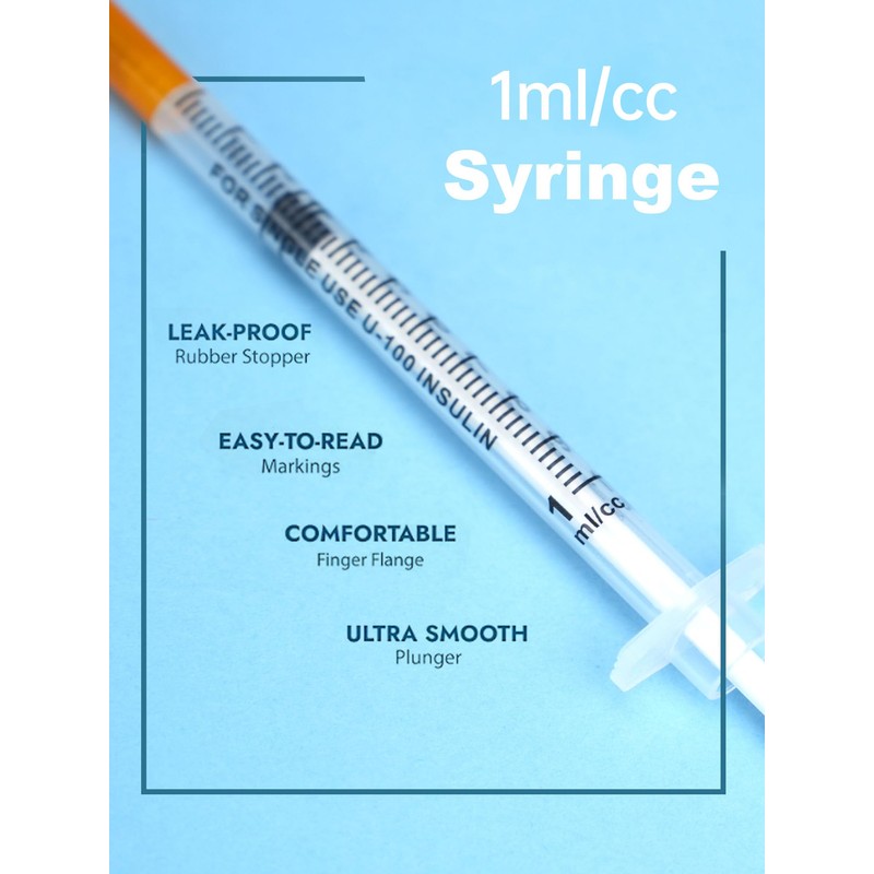 1ml 31G 5/16 Inch Scientists Lab Syringes, Individually Wrapped, 20-Pack,