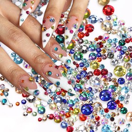 1440 Pcs Nail Charms Colorful Rhinestones Nail Art Charms for Acrylic Nails 3D Flatback Nail Gems and Rhinestones Shiny Diamonds Nail Jewels Kawaii Nail Design for Nail Art Decorations Supplies