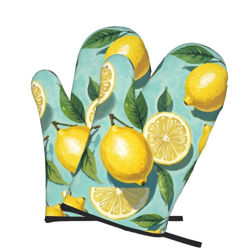 Lemon Oven Mitt 2-Pack Set, Heat Resistant，7"x13"