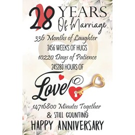 28 Years Of Marriage: Funny 28th couple wedding anniversary gift for both, her and him, lined Notebook, 100 pages, 6 in x 9 in (15.2 x 22.9 cm)