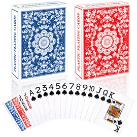 Metsyth Plastic Playing Cards Waterproof Cards Poker Card 2 Pack Playing Card Large Print for Adults Seniors, Deck of Card Set Poker Cards for Beach Trip Pool Party Games (Blue & Red)