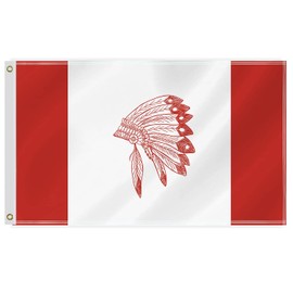 3×5 FT Canada Native Flag,Large Canadian Indigenous Feather Crest Decor,Double Side Digital Printed 150D Polyester Banner With Canvas Header Brass Grommet For Outdoor Indoor Parade Car