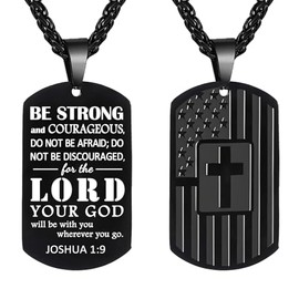 Ghloyza Dog Tag Cross Necklace Bible Verse Necklace First Communion Baptism Confirmation Gift Religious Gifts for Men Women Husband Dad