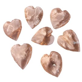 5 Pcs Citrine Crescent Heart, Citrine Carved Heart Citrine Crystal Heart for Wire wrap Citrine Carving Metaphysical Glass Crescent Heart Healing Crystal for Jewelry Making