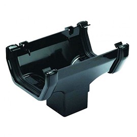 FLOPLAST 114mm Square Gutter Running Outlet - Black