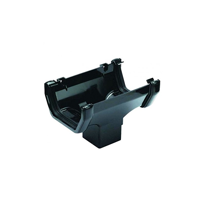 FLOPLAST 114mm Square Gutter Running Outlet - Black