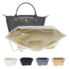 LITLANDSTAR Handbag Organiser, Felt Bag Organiser with Multiple Compartments, Handbag Folder Organiser with Key Ring for Women, Handbags, Grey