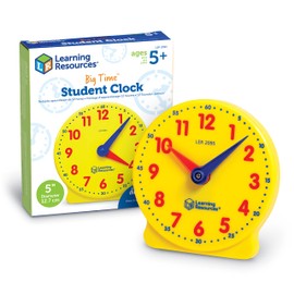Learning Resources Big Time Student Clock - Reloj Estudiantil - Ideal para mayores de 5 años - Incluye soporte extraíble y guía de actividades