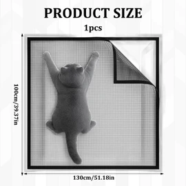 YceLon Cat Net Window 100 x 130 cm - Fly Screen Window Cat Safe, Window Protection Cat No Drilling Required, Stable Cat Grid for Skylights & Home