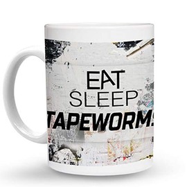 Makoroni - EAT SLEEP TAPEWORMS Animal 6 oz Ceramic Espresso Shot Mug/Cup Design#23