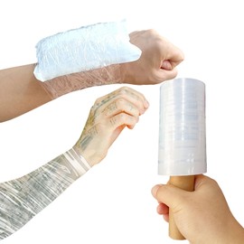 TieGokii Clear Tattoo Plastic Wrap Film with Handle,5 Inch x 500 Ft Plastic Stretch Wrap Film for Athletes Tattooing Moving Shipping and Hold Cold/Ice Packs on Body After Athletic Training