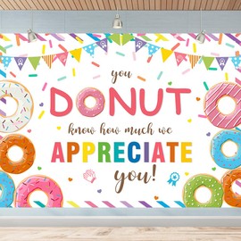 7X5FT Thank You Backdrop Banner Thanks for All You Do Backdrop Doughnut You Donut Know How Much We Appreciate You Background for Teacher Employee Staff Doctors Nurse Party Decoration Photo Props
