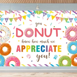 7X5FT Thank You Backdrop Banner Thanks for All You Do Backdrop Doughnut You Donut Know How Much We Appreciate You Background for Teacher Employee Staff Doctors Nurse Party Decoration Photo Props