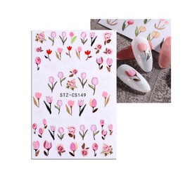 Generic Tulip Flower Daisy Rose Nail Sticker Flowers Leaf Nail Decals Cs 149 Nail Wraps Art Stickers Manicure Supplies for Women for Home Nails Full Long Lasting Easy Apply and Remove