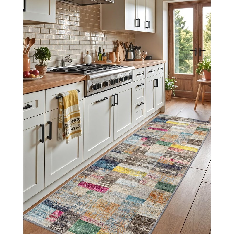 LUMI Washable Runner Rug, 3'x7' Non-Slip Hallway Mat, Low Profile