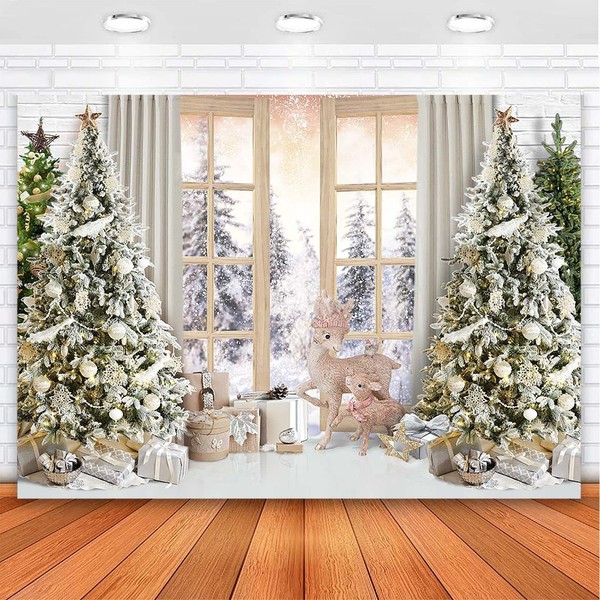 Avezano Christmas Backdrops for Photography Xmas Tree Christmas Window Snow