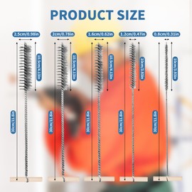 KATLINNA Pack of 5 Drill Hole Brush 8 mm/12 mm/16 mm/20 mm/25 mm Pipe Cleaning Brush Set, Wire Brush, Round Stainless Steel Hole Brush, Cleaning Brush for Hammer Drills, Efficient Drill Hole Cleaning