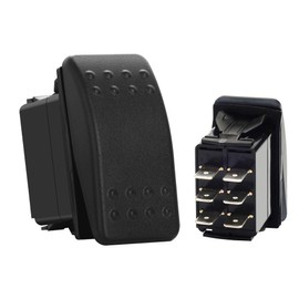 12V/24V DC Reverse Polarity Switch 6P (ON)-Off-(ON) 3 Way Momentary Rocker Switch Non-Light DPDT Marine Toggle Switch for Car Boat Pontoon Polaris Golf Cart UTV Dashboard Replacement Waterproof IP68