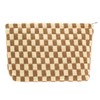 PAZIMIIK Knitted Checkered Makeup Bag Large Zipper Make Up Accessory