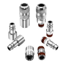 YOTOO 8pcs 1/4" BSP Air Line Connectors Euro Hose Compressor Fitting Metal Quick Connectors Air Coupler and Plug Set