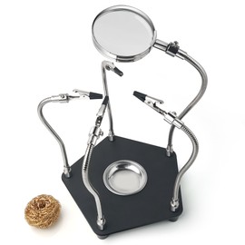 Third Hand Soldering Magnetic Helping Hands Soldering Aid with Magnifying Glass 4 Flexible Arms and Crocodile Clips Preciva Model Making Tool Accessories Circuit Board Holder for Crafts Jewellery