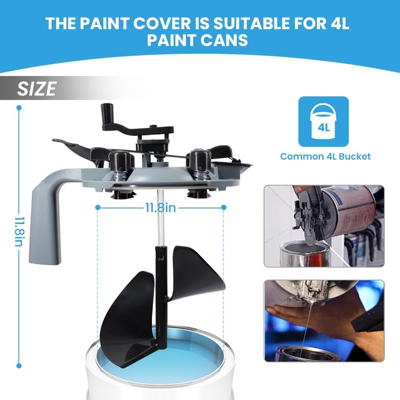 Paint Mixing Mate Lid 1Gallon Paint Can Mixer With Hand-crank