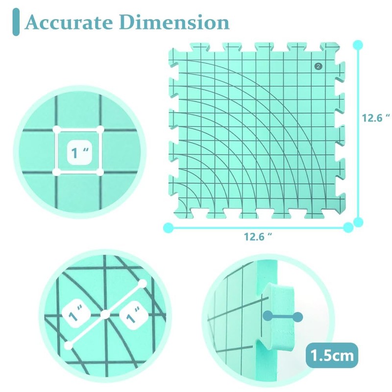 Knitiss 4 PCS Crochet Blocking Mats and Pins Set, 32x32cm