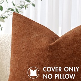 MIULEE Pack of 2 Decorative Throw Pillow Covers Soft Chenille Throw Pillows Solid Textured Fall Cushion Covers for Couch Sofa Bedroom Living Room 18x18 Inch, Dark Rust