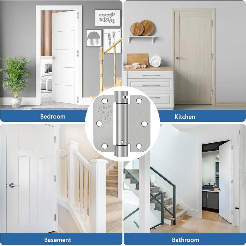 IOQ 4 Pack 3.5 Inch Self Closing Door Hinges 5/8"