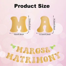 Margs and Matrimony Bachelorette Banner, Pre-Strung Margarita Bachelorette Party Decoration Bride Backdrop for Bridal Shower Engagement Mexican Fiesta