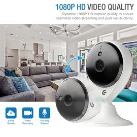 Endliss Innovation Smart Security Camera Indoor Plug-in Wired, 1080p HD IP/WiFi Cam for Home Pet Elderly Video Monitoring, Two-Way Audio + Phone App, Motion Dection, Compatible with Alexa (White)