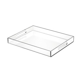 NIUBEE Acrylic Serving Tray 11x14 Inches -Spill Proof- Clear Decorative Tray Organiser for Ottoman Coffee Table Countertop with Handles