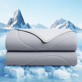 Cooling Comforter Twin Size, Cooling Blankets for Hot Sleepers and Night Sweats, Double Sided Cool Q-Max>0.45, Lightweight and Breathable Absorb Heat Soft Summer Ice Blanket 68"×90" Inches, Gray