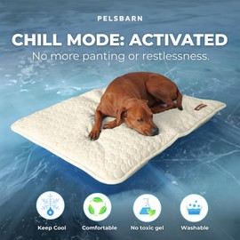Pelsbarn Dog Cooling Mat- Ice Silk Summer Comfort, Self Cooling, Non-Slip Dog Pad, Durable & Washable, Mat for Extra Large Dogs 85x115 cm, Support Shelter Dogs with Every Purchase (Beige)