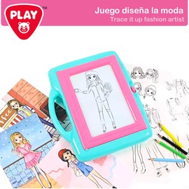 Color Baby 47265 Game Design Fashion with Light with Stencils and Pencils, Not Applicable, Colourful, Talla única