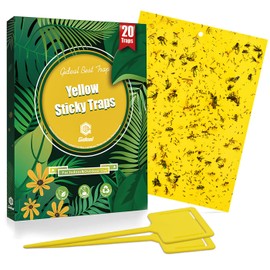 Gideal 20-Pack Dual-Sided Yellow Sticky Traps for Flying Plant Insect Such as Fungus Gnats, Whiteflies, Aphids, Leafminers,Thrips - (6x8 Inches, Included 20pcs Twist Ties)