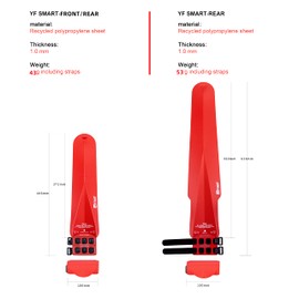 YF SMART Rollable Bicycle Mudguard Fender,Installed in Seconds, Easily Packed,Environmentally Responsible, Light Weight,Fitting Various Bike Types (Red-Front)